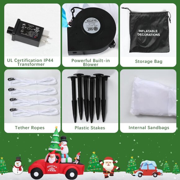 🆕7.8FTChristmas Inflatables Truck Built-in LED Light Yard Outdoor Decorations - Picture 9 of 11